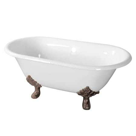 Aqua Eden Clawfoot Bathtubs, 60 L, 30.31 W, White/Brushed Nickel, Cast Iron VCTND603119NC8